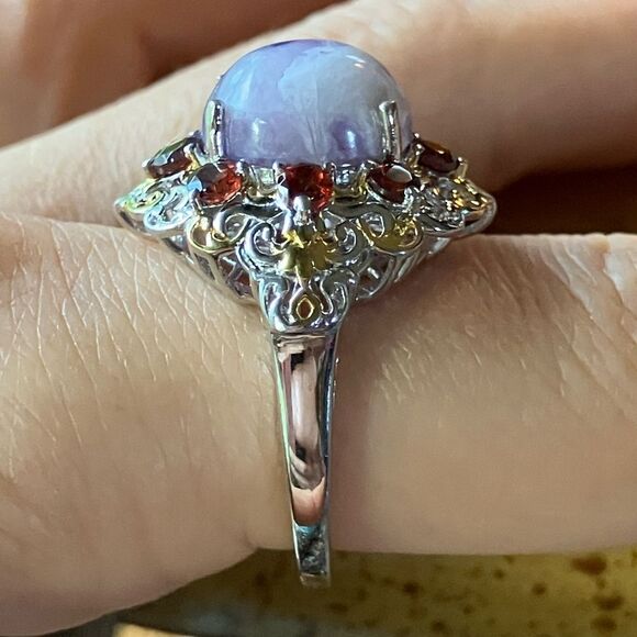 Tiffany Stone Red Garnet Sterling Silver Cocktail Ring Size 9 - Picture 3 of 9